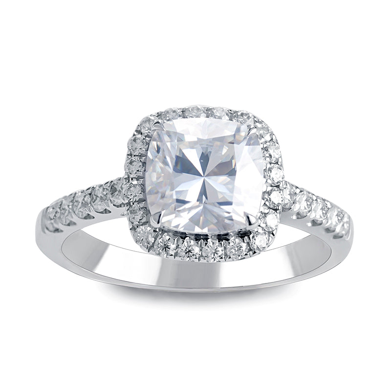 Halo-Ring, Kissenschliff, 2 ct, 18k Gold