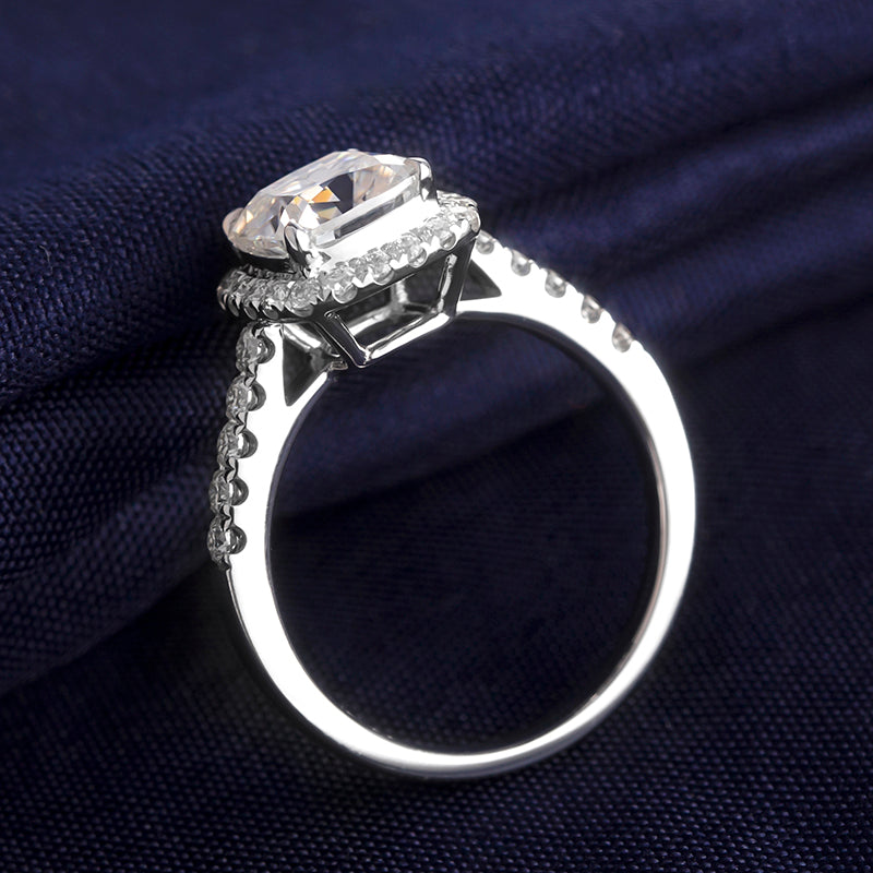 Halo-Ring, Kissenschliff, 2 ct, 18k Gold