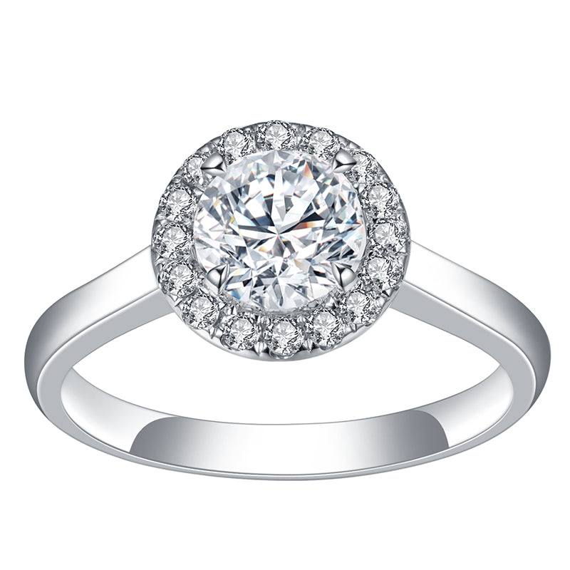 Halo-Ring, 0,7 ct insgesamt, 18k Gold