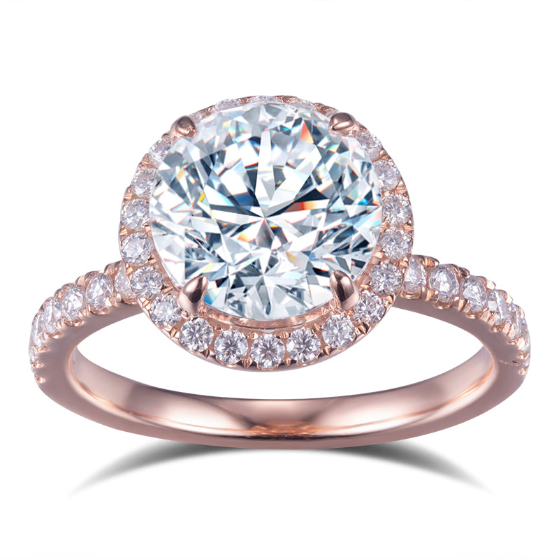 Halo-Ring, 3,2 ct insgesamt, 18k Gold