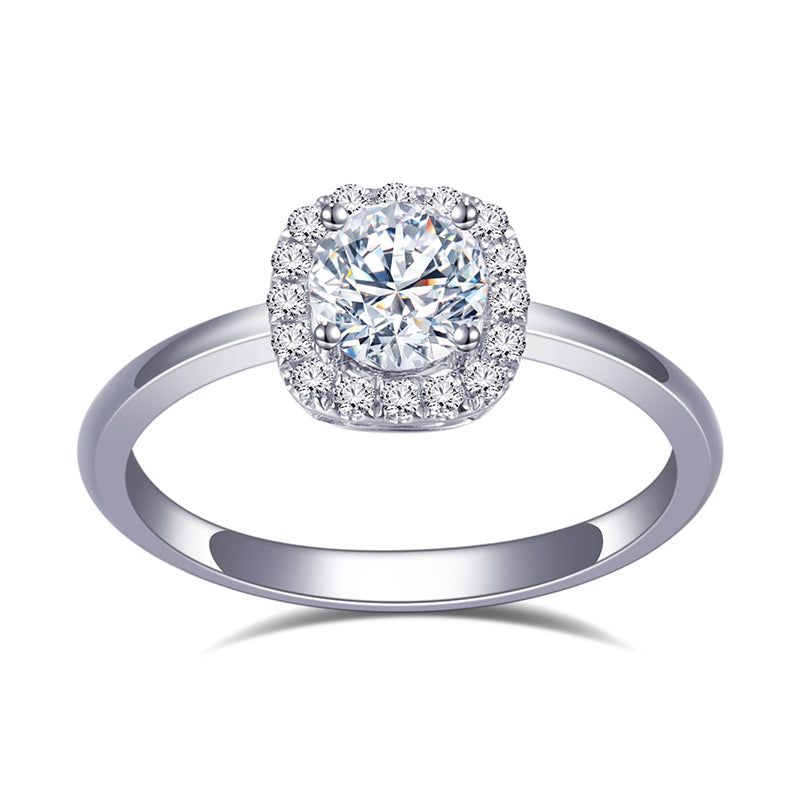 Halo-Ring, 0,6 ct insgesamt, 18k Gold